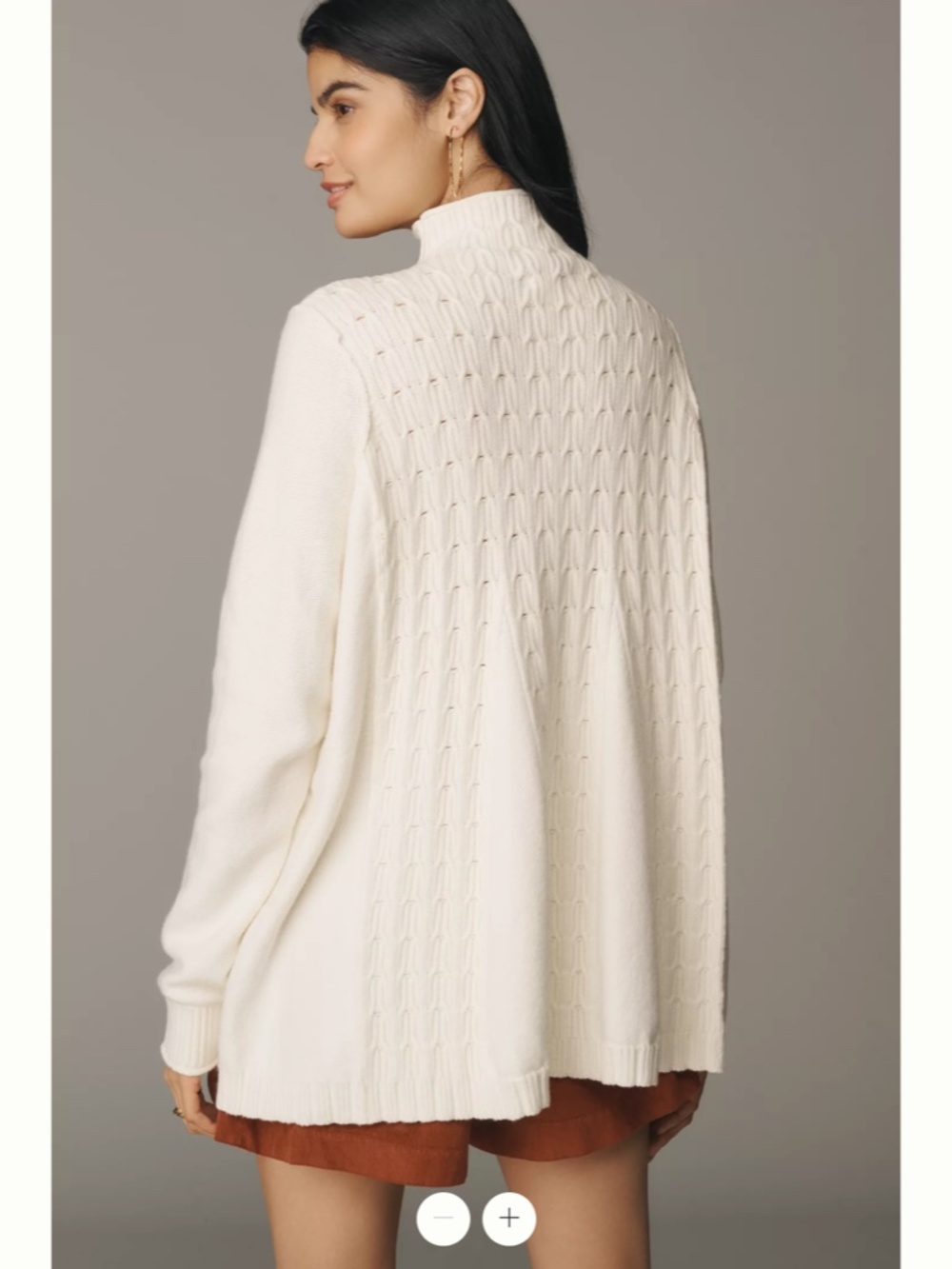 Anthropologie Pilcro Mock-Neck Cable-Knit Long Swing Sweater - Picture 2 of 4